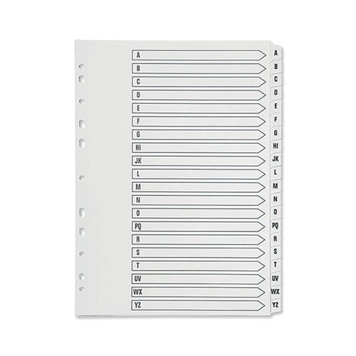 BOARD A-Z DIVIDER WHITE 26 POS