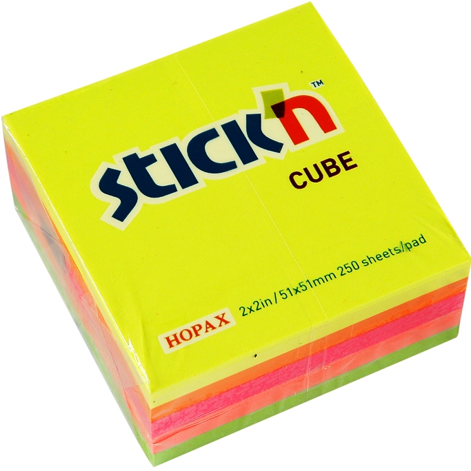 STICK N NOTE 50X50 MINI CUBE NEON (250)