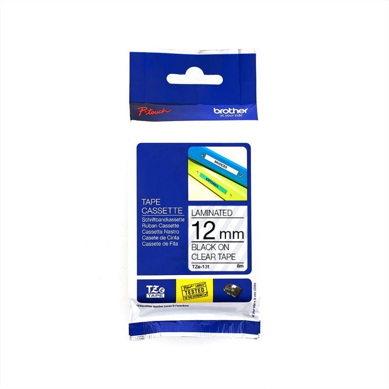 BROTHER TZ131 12MM BLACK ON CLEAR TAPE