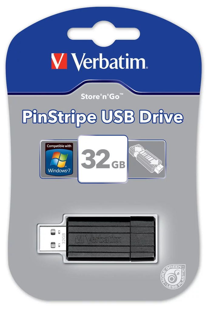 VERBATIM 32G PIN STRIPE USB FLASH DRIVE