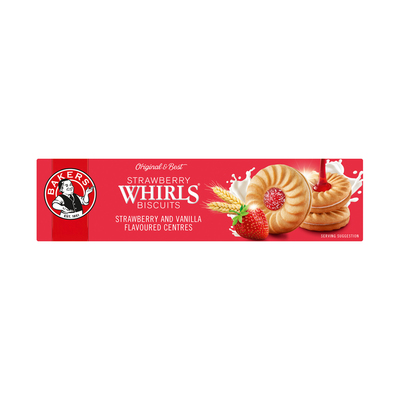 Strawberry Whirls Biscuits Bakers 200g