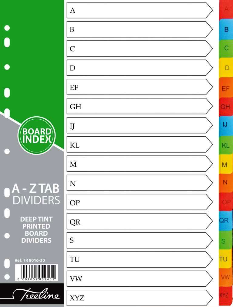 BOARD A-Z DIVIDER 16 POS