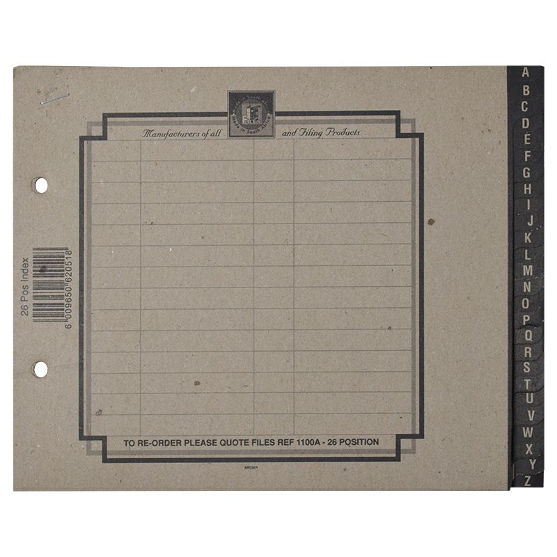 FILES 1100A L/A FILE INDEX 26POS