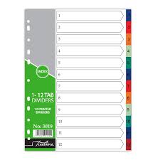 PVC 1-12 DIVIDER PRINTED