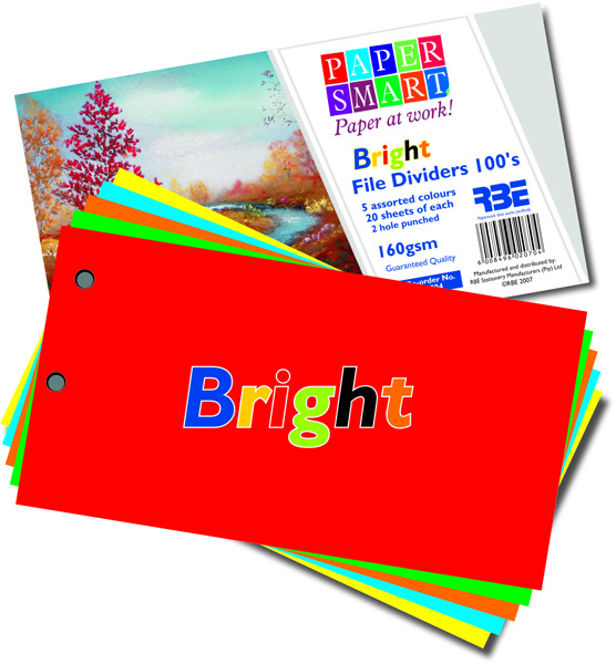 A6 BOARD RBE FILE DIVIDER BRIGHT ASSORTED (100)