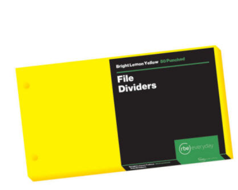 A6 BOARD RBE FILE DIVIDER BRIGHT YELLOW (50)