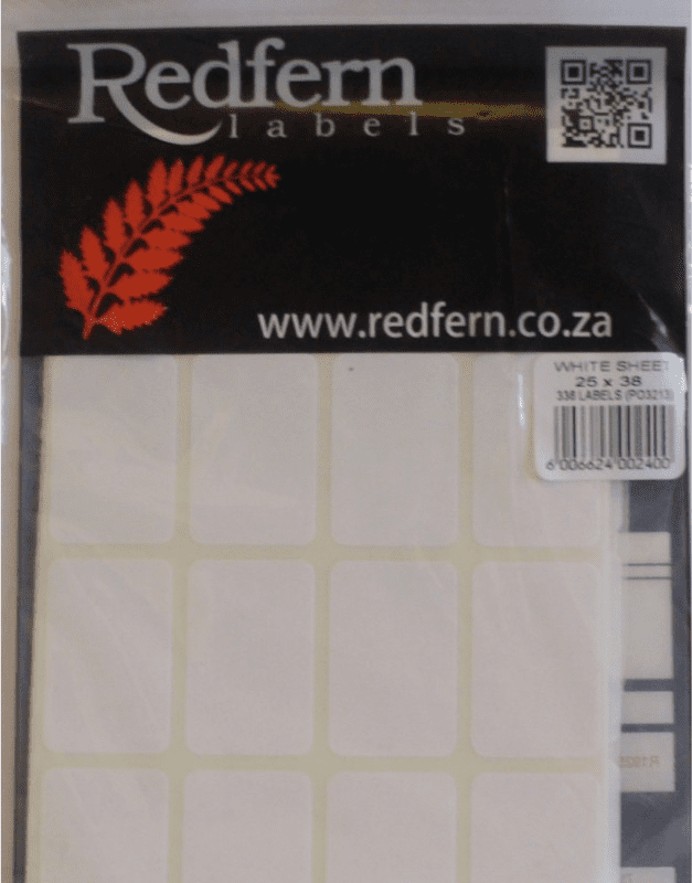 LABELS 25X38 WHITE