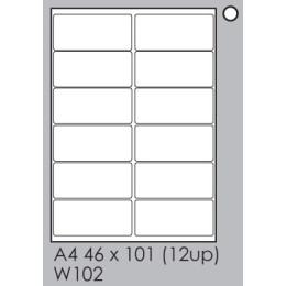 LASER LABELS 46X101 12UP WHITE