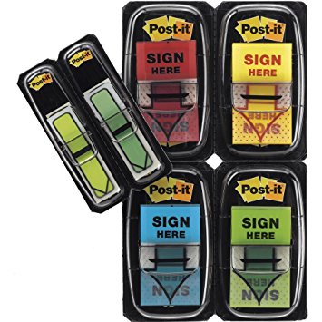 [TFLAG26004] TAPE FLAGS 26004 SIGN HERE 5 COLOURS 45X12MM