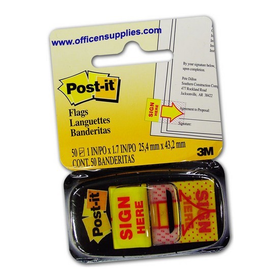 TAPE FLAGS 3M 680 SIGN HERE 25.4X43.6MM