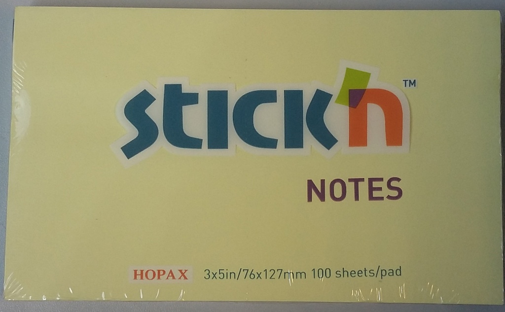 STICK N NOTE 76X127 S/NOTES PAST YELL (100)