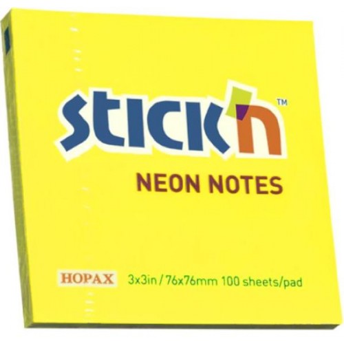 STICK N NOTE 76X76 S/NOTES NEON LEMON (100)