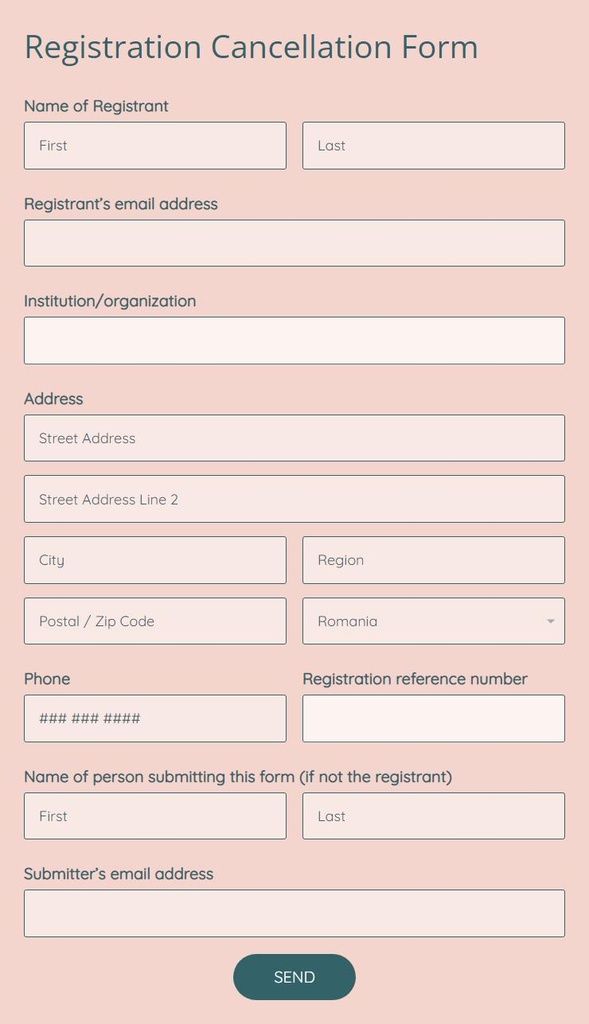 REGISTRATION COVER FOR CANCELLATION FORM