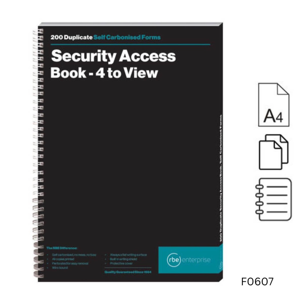 RBE 4TO VIEW DUP. SECURITY ACCESS BOOK