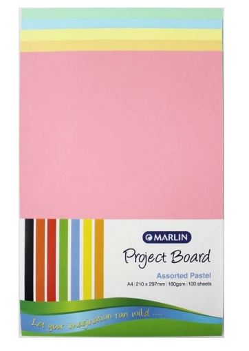PROJECT BRD A4 160G PASTEL ASSORTED (100)