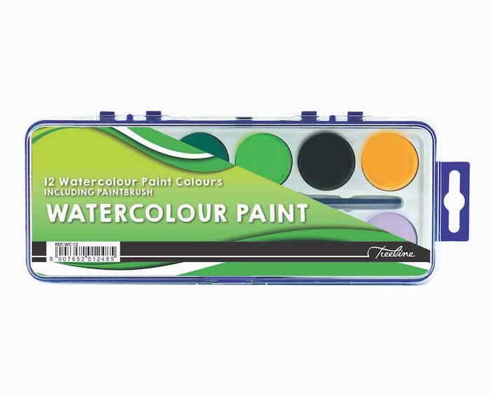 TREELINE WATERCOLOUR PAINTS 12 ASS COL+ BRUSH