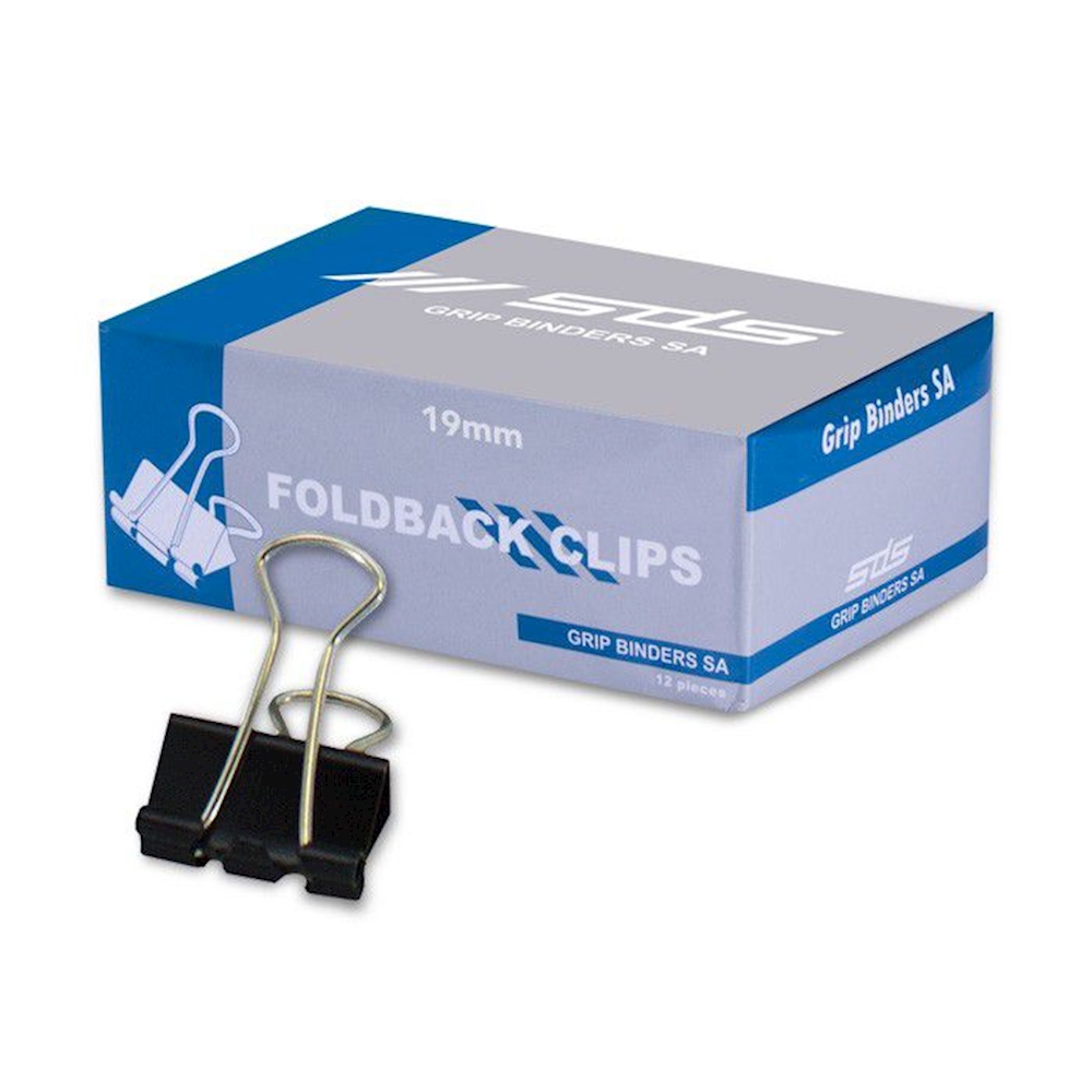 FOLDBACK CLIPS 19MM BOX OF 12