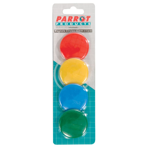 PARROT 40MM COLOUR MAGNETS ASS