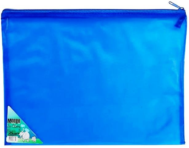 MEECO PVC ZIP CARRY BAG A4 BLUE
