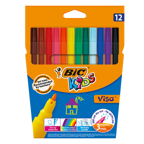 BIC VISA FELT TIPS ASSORT COLS WAL 12