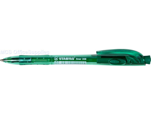 STABILO 308M LINER RETRACTABLE PEN GREEN