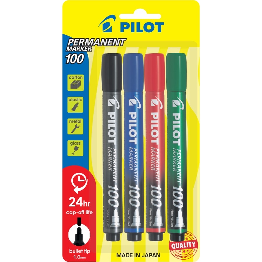 PILOT SCA-100 PERM MARKER BULLET WAL 4