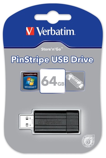 [USBVERB64G] VERBATIM 64GB PIN STRIPE USB FLASH DRIVE