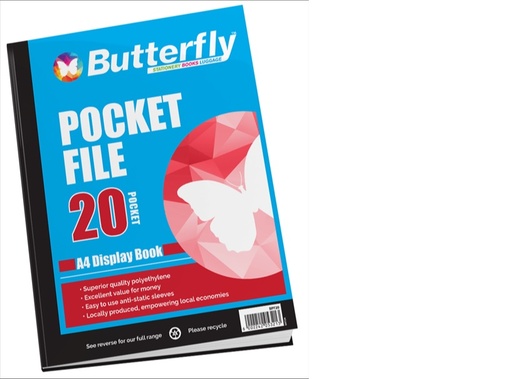 [FILFLIPBF20P] BUTTERFLY POCKET FILE 20 POCKET 