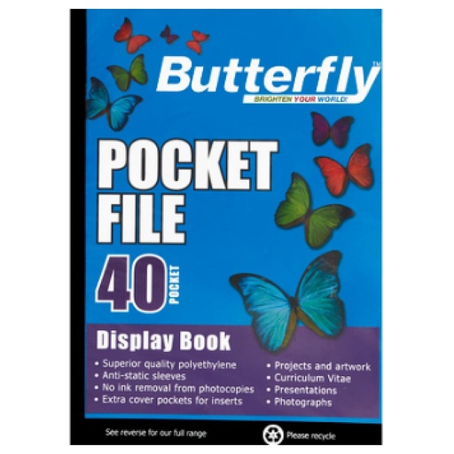 [FILFLIPBF40P] BUTTERFLY POCKET FILE 40 POCKET 