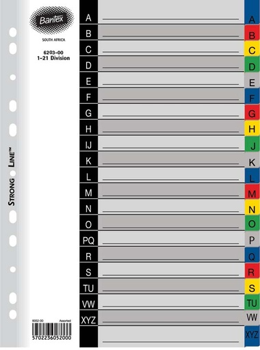[DIVBANAZPVC] BANTEX 6083 A4 A-Z PVC RAINB DIV