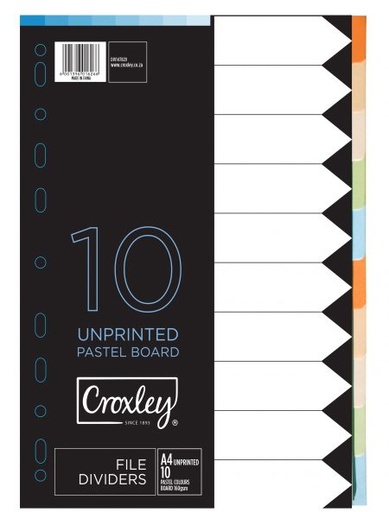 [DIVJD1478RAINBOW] CROXLEY BOARD DIVIDER 10 POS PASTEL JD1478
