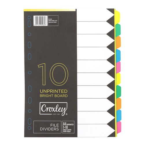 [DIVJD1480] CROXLEY BOARD DIVIDER 10 POS BRIGHT JD1480