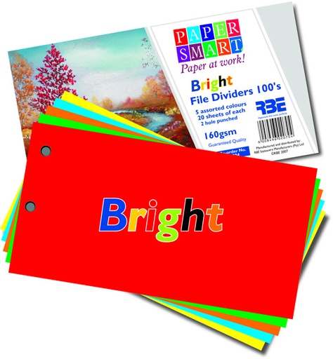 [DIVRBEA6ASS160G] A6 BOARD RBE FILE DIVIDER BRIGHT ASSORTED (100)