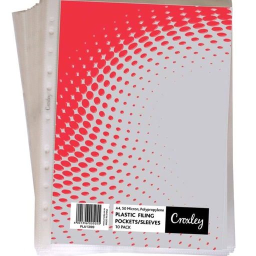 [FILCRXA3POC10] CROXLEY PLASTIC POCKETS A3 100MIC (10)