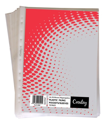 [FILCRXPOC100] CROXLEY PLASTIC POCKETS 50MIC (100)