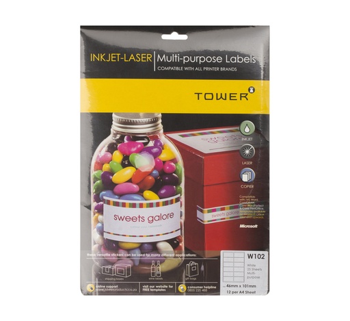 [LABLAS101X46W] LABELS LASER 101X46 12UP WHITE