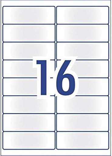 [LABLAS105X37W] LABELS LASER 105X37 16UP WHITE