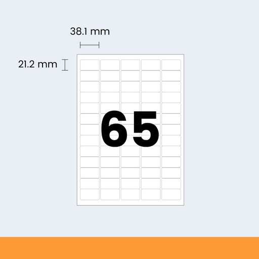[LABLAS38X21W] LABELS LASER 38.1X21.2 65UP WHITE