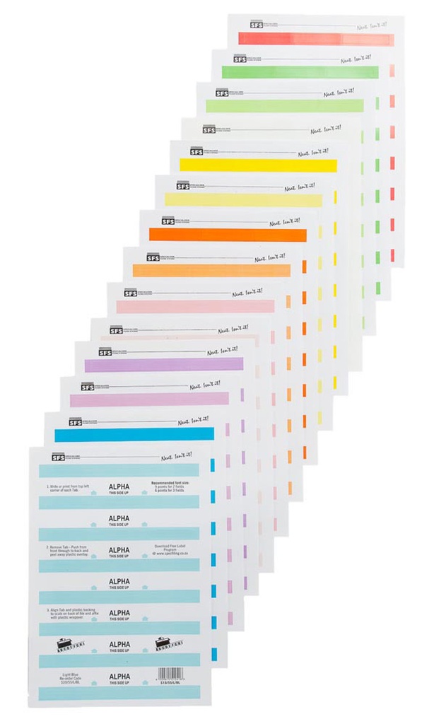 SFS 55MM ALPHA ASSORTED COLOURS LABELS | Lippy's Stationary