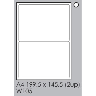 [LABTOWERW105] TOWER LASER LABELS W105 199.5X145.5 (2UP) WHITE