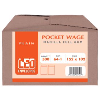[ENVWAGEPLAIN] 152X102 MANILLA PLAIN WAGE SELF SEAL ENVELOP