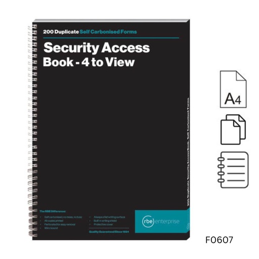 [BKRBEA4SECAC4TV] RBE 4TO VIEW DUP. SECURITY ACCESS BOOK