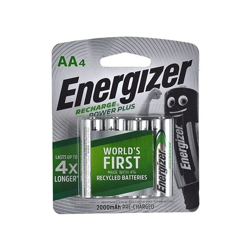 [BATENERRECHAA4PK] ENERGIZER RECHARGABLE 2000MAH AA BATTERY CARD 4 