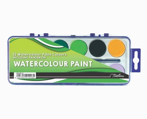 [PAINTTL12COL] TREELINE WATERCOLOUR PAINTS 12 ASS COL+ BRUSH
