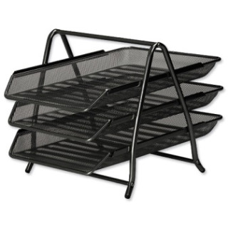 [LTLANDAMESH3TBLK] LANDA 3 TIER BLACK MESH LETTER TRAY