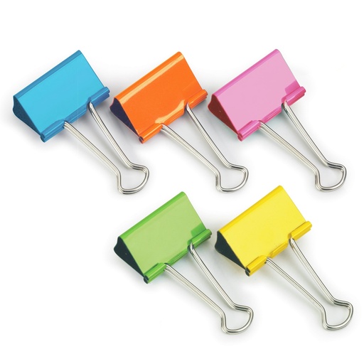 [CLIFOL19MMASS] FOLDBACK CLIPS 19MM COLOUR BOX OF 40