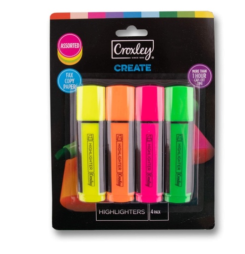 [HLCROXWAL4] CROXLEY HIGHLIGHTERS WALLET OF 4