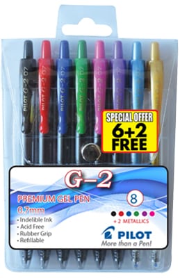 [PENPILBLG27FASWAL6] PILOT BL-G2-7 BASIC/FASHION WAL6+2 BL-G2-W8