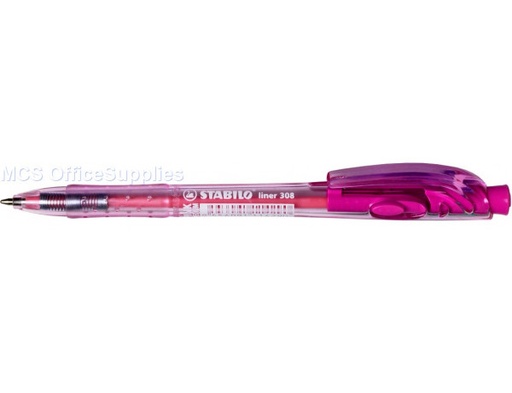 [PENSTAB308PNK] STABILO 308M LINER RETRACTABLE PEN PINK