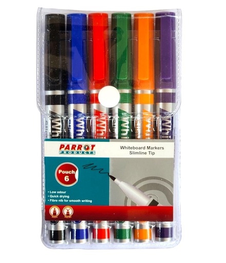 [MARWBPARW6SL] PARROT SLIMLINE W/B MARKERS--WALLET OF 6